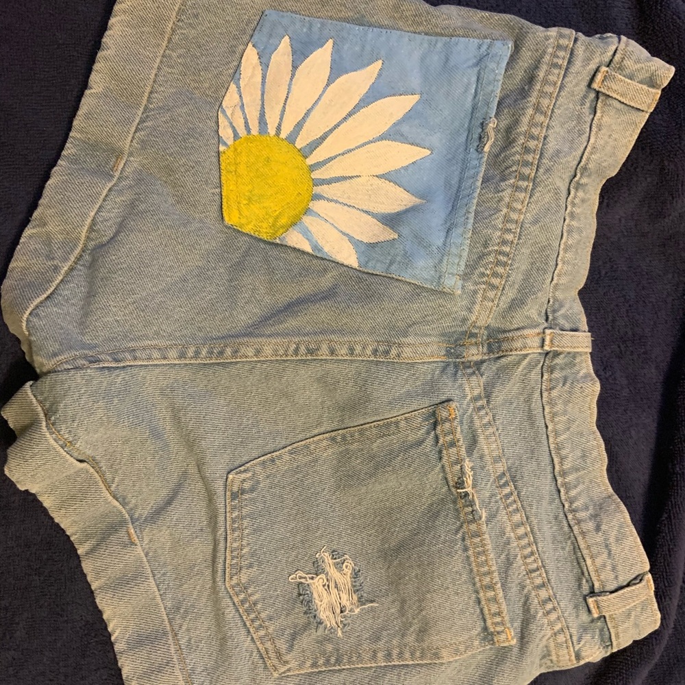 Hand-Painted Daisy American Apparel Vintage shorts